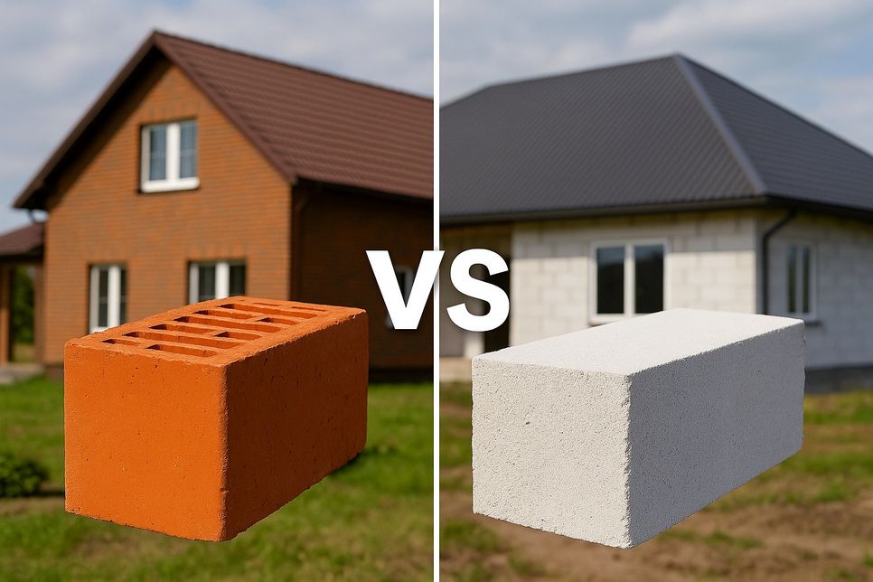 два дома кирпич и газобетон